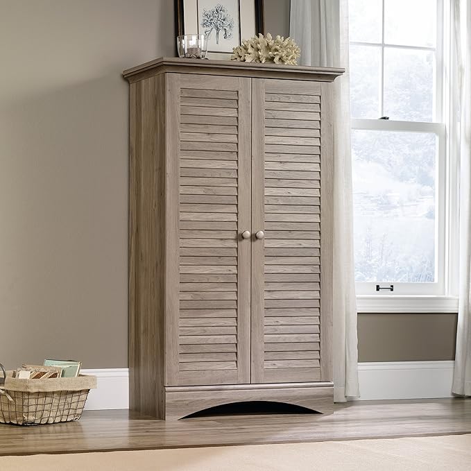 Sauder Harbor View Multipurpose Storage, Tall Pantry Cabinet, L: 35.43" x W: 16.73" x H: 61.02", Salt Oak