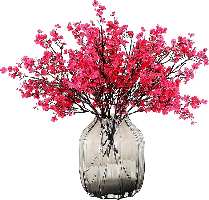 JAKY-Global 12pcs Babys Breath Artificial Flowers Gypsophila Bouquet Bulk Fake Spring Silk Small Flowers Real Touch Faux Floral for Home Bedroom Kitchen Garden Wedding Christmas Party DIY Decor (Rose)