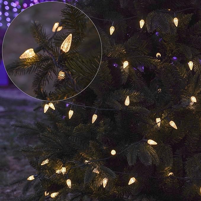 Twinkle Star C6 Christmas String Lights, 50 LED 17ft Battery Operated Fairy Lights with 8 Lighting Modes, Indoor Outdoor Waterproof Lights for Patio Garden Party Wedding X-mas Decoration, Warm White