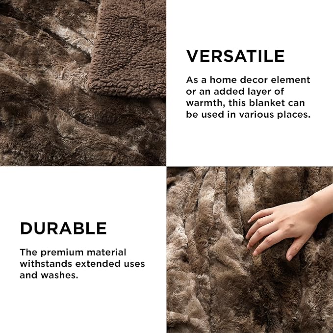 Bedsure GentleSoft Sherpa Fluffy Throw Blanket - Fleece Warm and Cozy Throw for Women Gift, Plush & Fuzzy Faux Fur Christmas Blanket for Couch, Sofa, Bed Decor, Tie Dye Design, Brown, 50x60 Inches