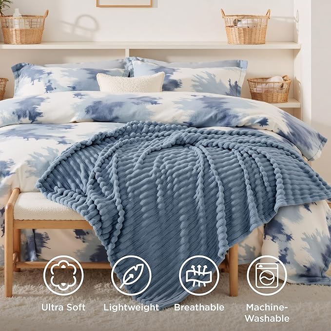 Bedsure GentleSoft Twin Blanket for Couch - Cozy Soft Blankets for Women, Cute Small Throws for Girls, Ashley Blue, 60x80 Inches