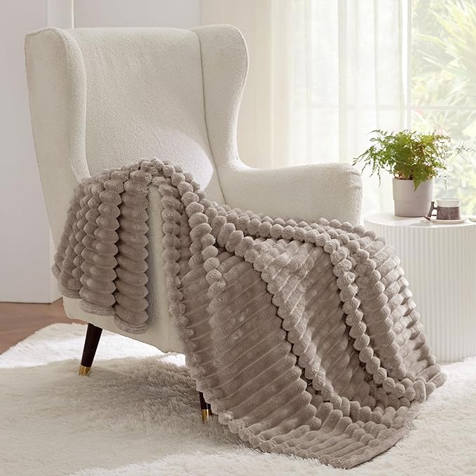 Bedsure GentleSoft Mocha Meringue Fleece Blanket for Couch - Cozy Soft Blankets for Women, Cute Small Throws for Girls, 60x80 Inches