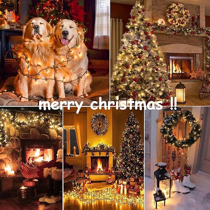 Hopolon Clear Christmas Lights Set 2PACK 50Count 13Feet Incandescent Bulb Mini String Lights for Indoor Christmas Tree Garland Birthday Wedding Festival Decor, Warm White