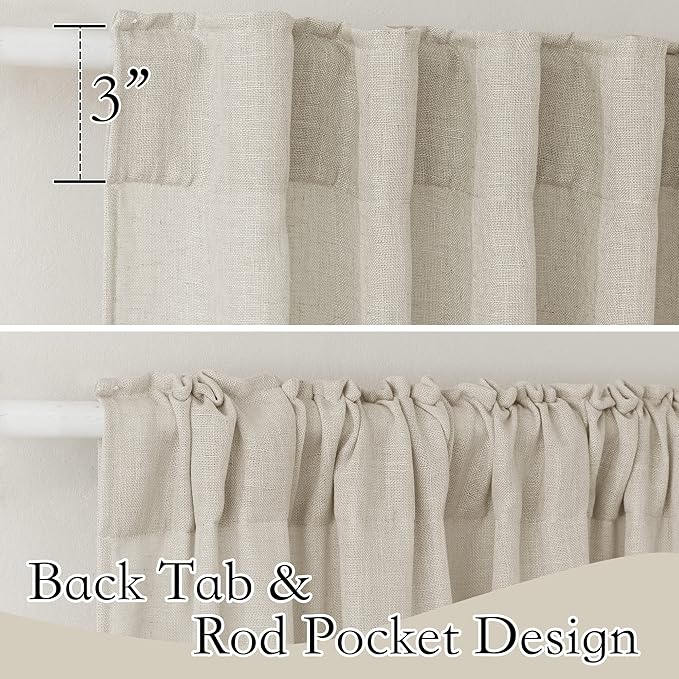 RYB HOME Extra Wide Semi Sheer Curtains, Back Tab Room Divider for Office Bedroom Separation, Large Window Curtains for Sliding Glass Door, Angora, W 70 x L 95, 2 Pcs