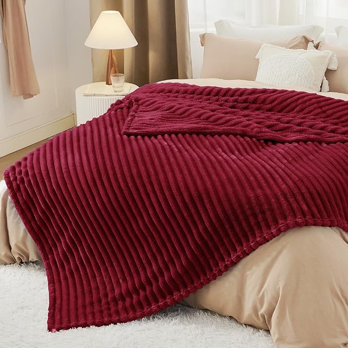 Bedsure GentleSoft Deep Red California King Size Blanket for Bed - Cozy Soft Blankets for Women, Cute Small Fleece Throws for Girls, Birthday Gifts for Women, 102x96 Inches