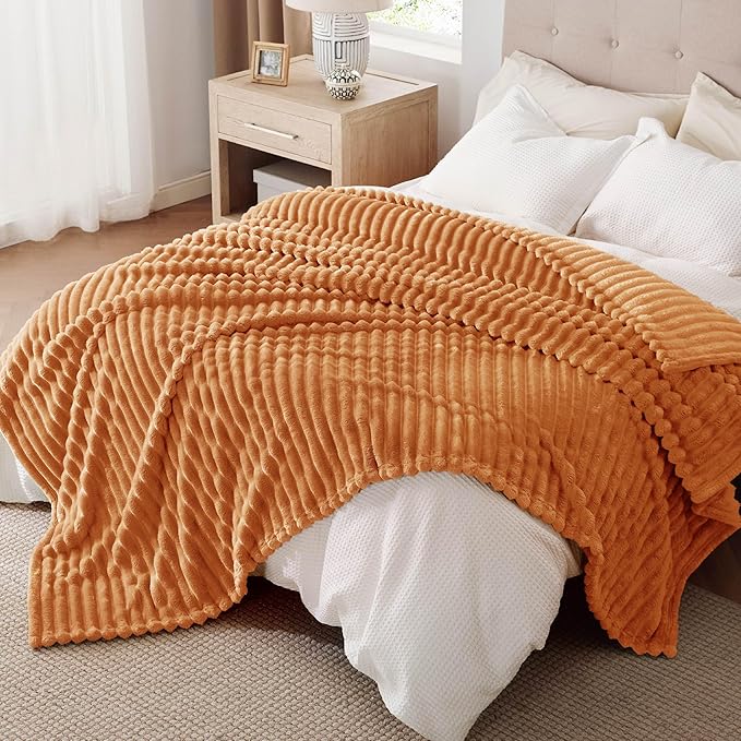 Bedsure GentleSoft King Blanket for Couch - Cozy Soft Fall Blankets for Women, Cute Large Throws for Girls, Orange, 108x90 Inches