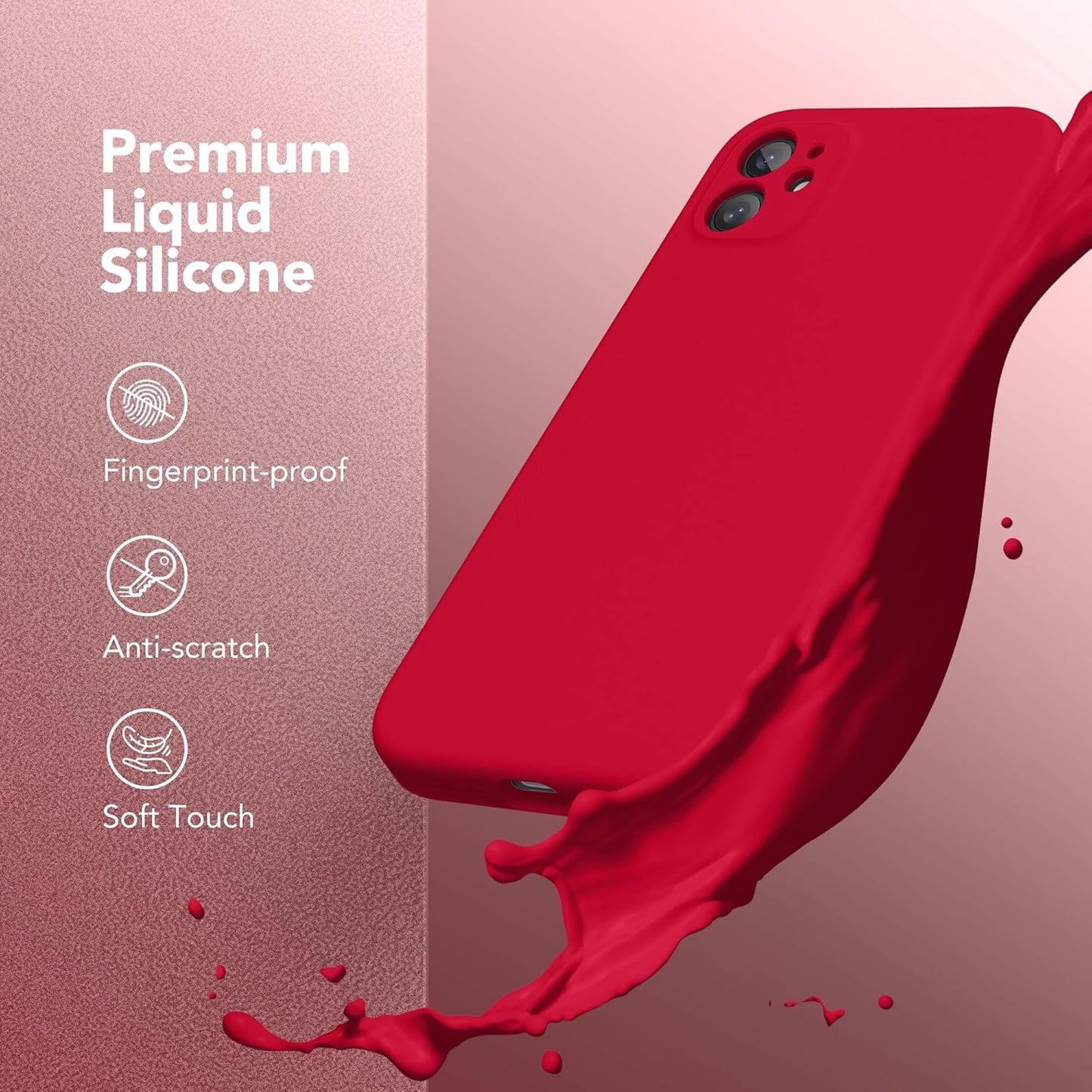 iPhone 11 Case, Compatible with MagSafe, Magnetic Silicone Slim Shockproof Protective Case - Red