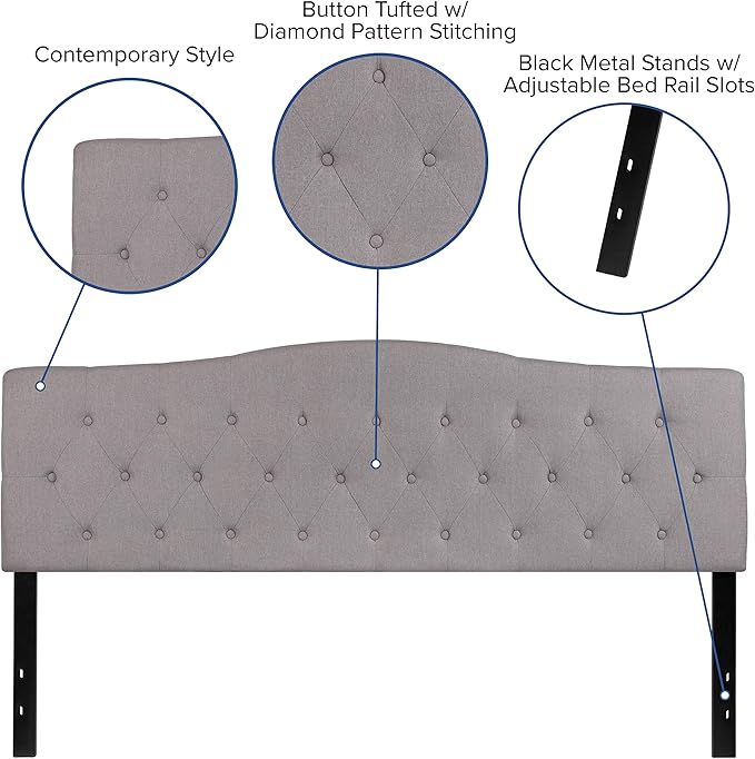 Flash Furniture Cambridge Tufted Upholstered King Size Headboard in Light Gray Fabric
