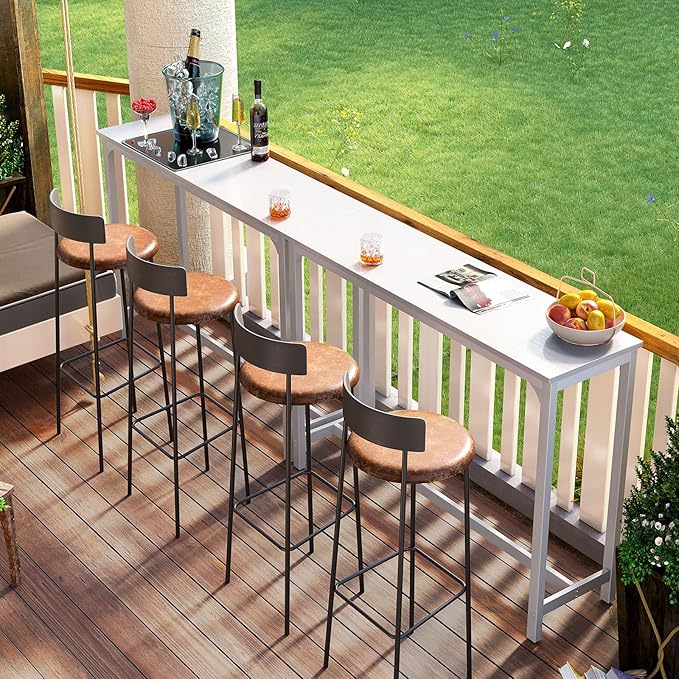 ODK 55 Inch Bar Table, Bar Height Pub Table, Counter Height Bar Table, Rectangular High Top Kitchen & Dining Counter Tables with Sturdy Legs & Easy-to-Clean Top, Indoor use, White