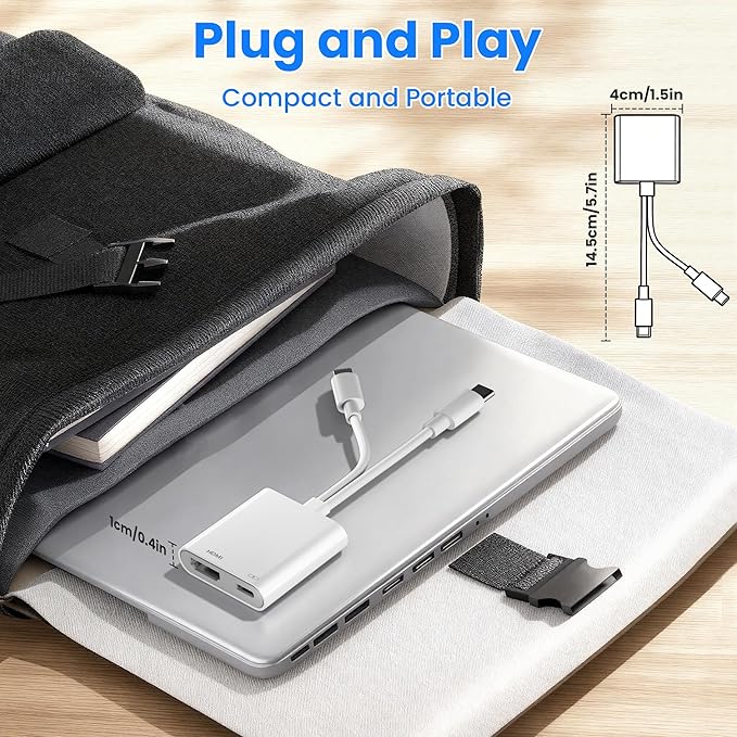 USB-C and Lightning to HDMI Adapter for iPhone to TV, 4K@60Hz MFi Certified Lightning to Digital AV Adapter with 100W Charging Port for iPhone 17 16 15 14/MacBook/iPad to HDTV/Projector/Monitor