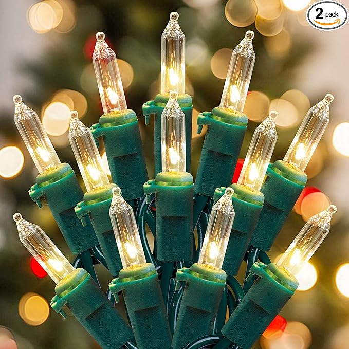 woohaha Outdoor Christmas Lights,120V UL Certified 2 Pack 13ft 50 Mini String Lights Connectable, Waterproof Fairy Lights for Garden Xmas Tree Wedding Wreath Party Decoration (Warmwhite 2 pcs)