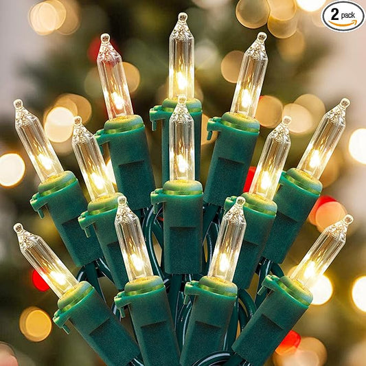 woohaha Outdoor Christmas Lights,120V UL Certified 2 Pack 13ft 50 Mini String Lights Connectable, Waterproof Fairy Lights for Garden Xmas Tree Wedding Wreath Party Decoration (Warmwhite 2 pcs)