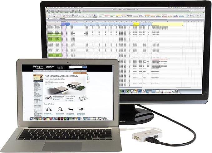 StarTech.com Travel A/V Adapter: 3-in-1 Mini DisplayPort to VGA DVI or HDMI Converter - White (MDP2VGDVHDW)