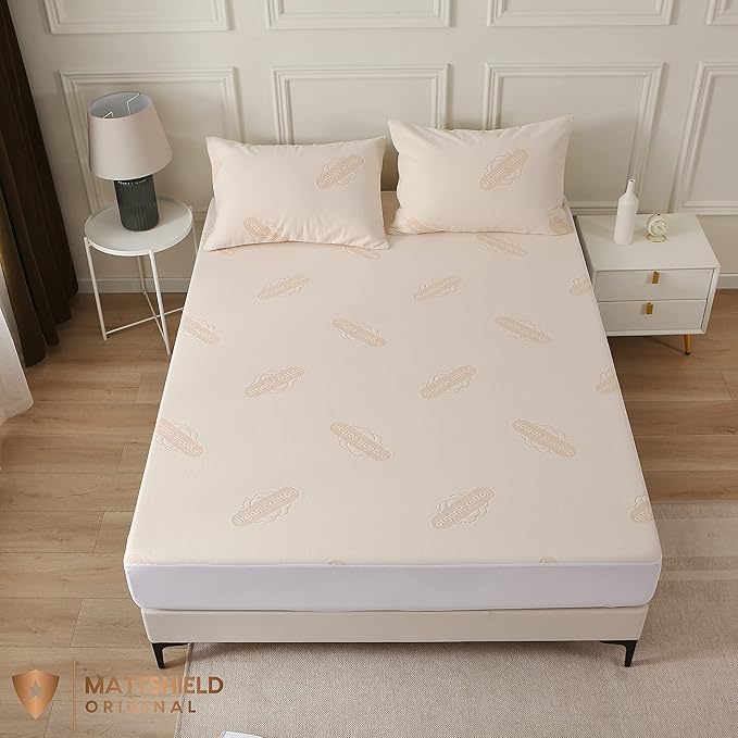 Waterproof Organic Mattress Protector Queen - Organic Cotton Breathable Mattress Pad Cover - 250 GSM Comfort - Deep Pocket - Fitted Comfort