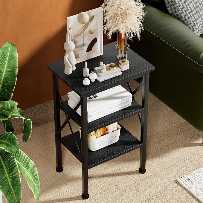 VECELO Modern Nightstands X-Design Side End Table Night Stand with Storage Shelf for Bedroom,Living Room