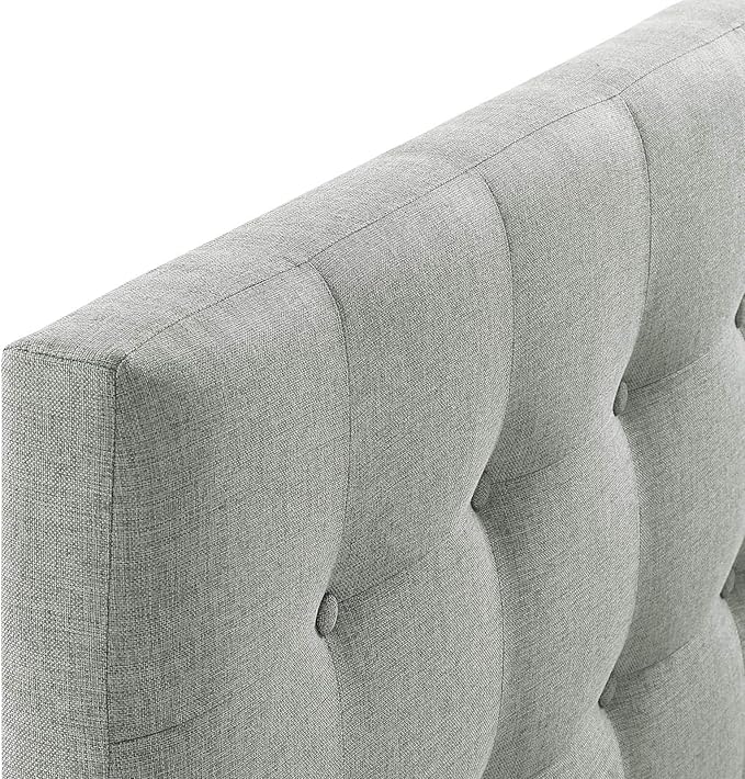 Modway Emily Tufted Button Linen Fabric Upholstered King Headboard in Gray