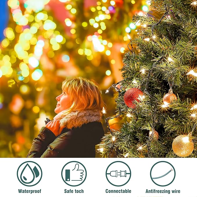 Hopolon Clear Christmas Lights Set 2PACK 50Count 13Feet Incandescent Bulb Mini String Lights for Indoor Christmas Tree Garland Birthday Wedding Festival Decor, Warm White