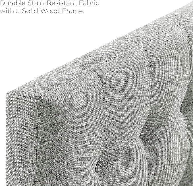 Modway Emily Tufted Button Linen Fabric Upholstered Full Headboard in Gray