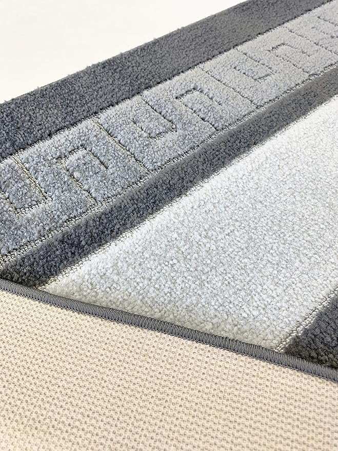 Custom Length Cut to Size Ancient Latin Hellenic Motif Carpet Runner Rug for Hallways, Non Slip Rubber Backed, 31 inch Wide X Customized Length, Greek Key Grey, 31 inch X 18 feet