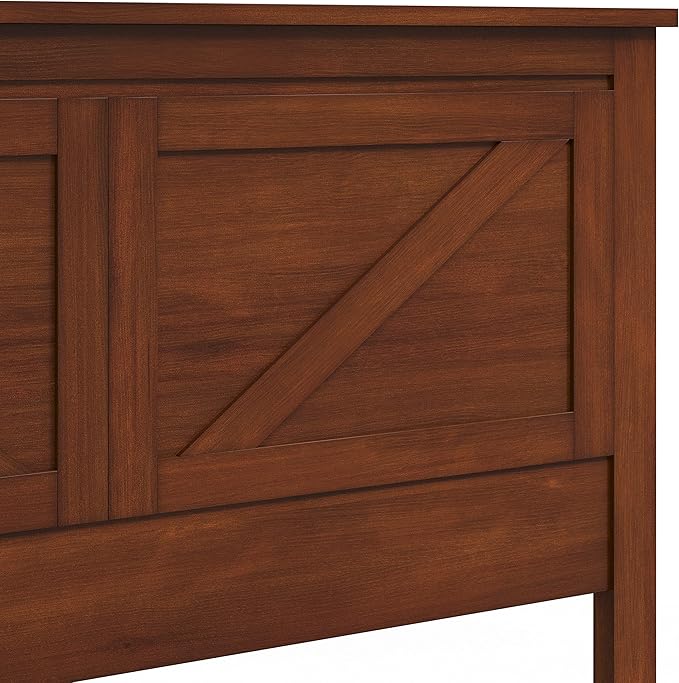 Glenwillow Home Farmhouse Style Wood Panel Headboard in Cherry - Full Size