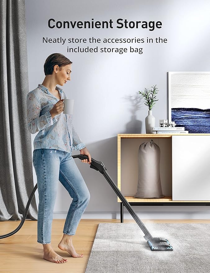 Steam Cleaner, 293°F 58 PSI Powerful Multipurpose Handheld Steam Mop for Home Use, 21 Attachments, 50Oz Capacity, Heavy Duty Steamer for Carpets, Floors, Cars, Tiles, Crack Cleaning, Grey