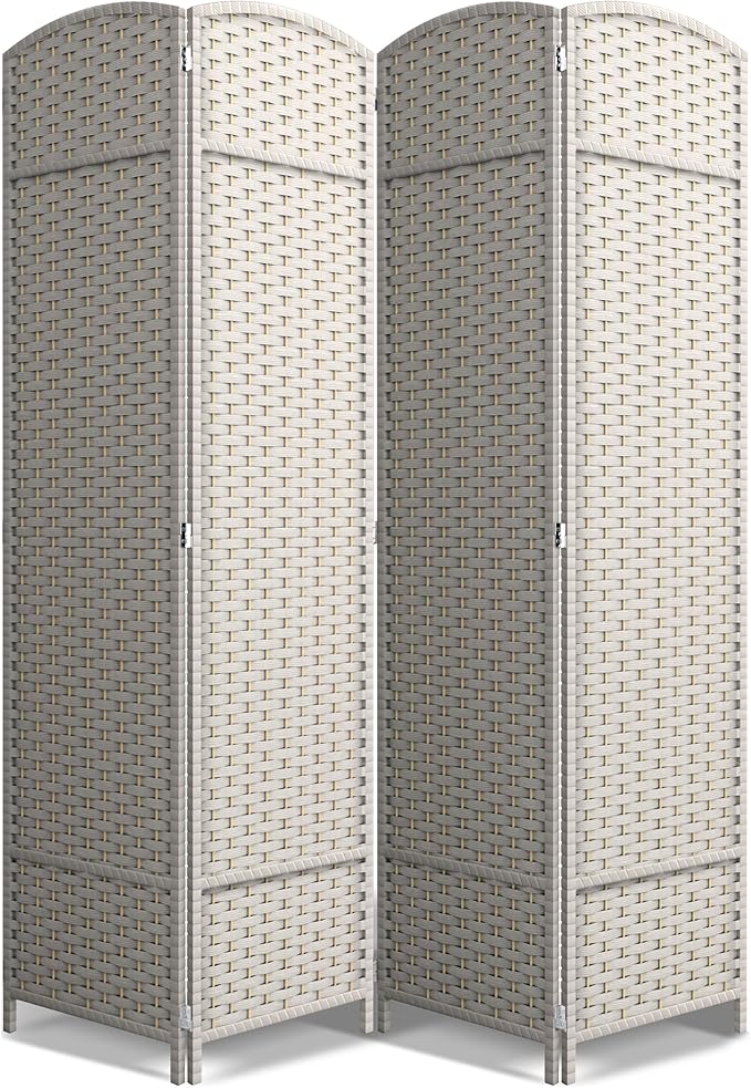 Sorbus 4 Panel Room Divider 6 ft. Tall - Privacy Screen, Extra Wide Double Hinged Panels, Mesh Hand-Woven Design, Partition Room Dividers and Folding Privacy Screens, Wall Divider for Room Separation