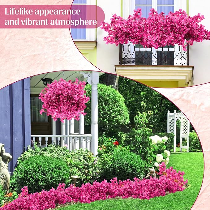 30 Pack Artificial Bougainvillea Floral 38" Silk Long Stem Bougainvillea Plants Hanging Table Centerpiece for Home Wedding Indoor Outdoor Decorations (Rose Purple)