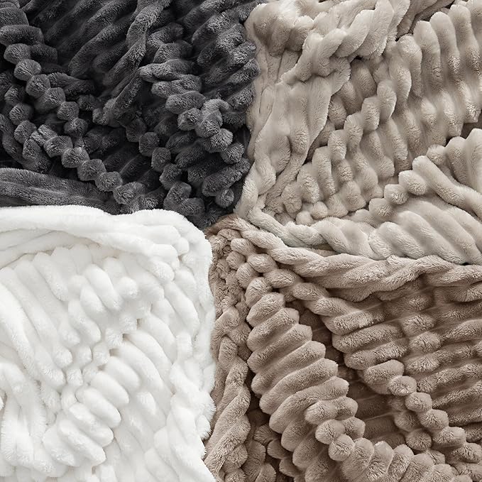Bedsure GentleSoft Mocha Meringue Fleece Blanket for Couch - Cozy Soft Blankets for Women, Cute Small Throws for Girls, 90x90 Inches