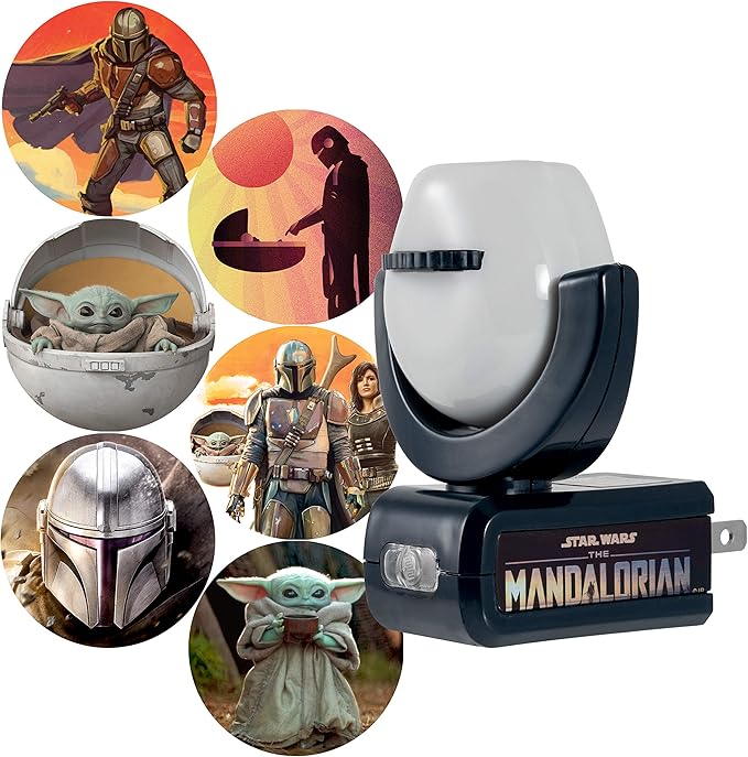 Projectables Mandalorian LED Night Light, Star Wars, Projector, Galaxy Light, Plug-in, Dusk to Dawn, Grogu, For Kids, Adults, Ideal for Bedroom, Playroom, Nursery, Bathroom, 53216