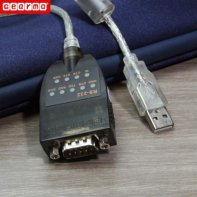 Gearmo USB to RS-232 Serial Adapter w/LED Indicators Windows 11 Support