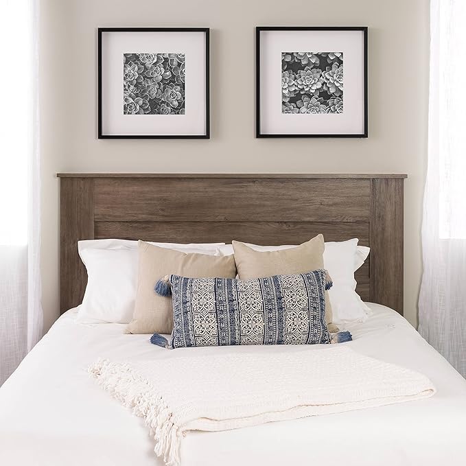 Prepac Stylish Flat Wood Panel Headboard for Queen Size Beds, Simplistic Wooden Queen Headboard 2.25" D x 64.5" W x 48" H, Drifted Gray, DHFQ-1301-1
