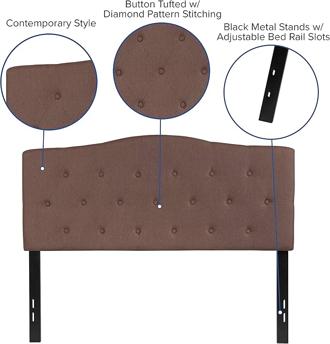 Flash Furniture Cambridge Button Tufted and Diamond Stitched Upholstered Full Size Headboard in Camel Fabric