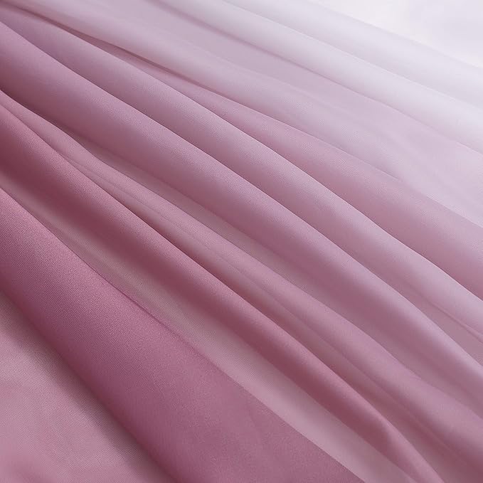 NICETOWN Decorative Wedding Arch Draping Window Scarf Curtains, Romantic Mauve Ombre Voile Sheer Soft Window Scarf Valances for Outdoor/Indoor Big Events, Set of 2, W60 x L216