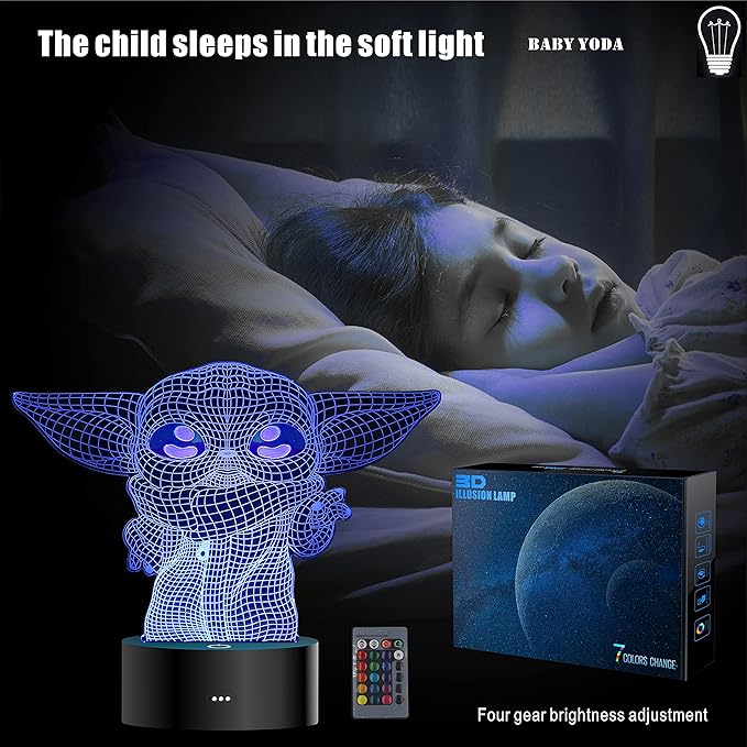 MOSSOM 2 Bases 5 Patterns Star Wars Gifts 3D Illusion Lamp - Star Wars Toys LED Night Light for Kids Room Decor, 7 Color Change, Cool Gifts for Men, Women, Boys, Girls