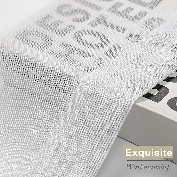 Aiyufeng Kirei Linen White Sheer Curtains - 2 Pieces, Elegant, Natural Light Flow, Rich Quality Material, Highly Durable Window Curtain Panels for Bedroom/Living Room (40" W x 63" L, Pure White)