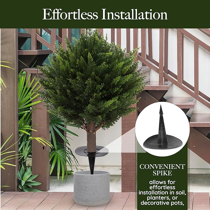 15.7 inch Height Set of Two Artificial Cypress Topiary – Breathe Life & Lushness into Any Space – Lifelike – UV-Resistant Great for Indoors & Outdoor - Easy to Install – Fade-Proof
