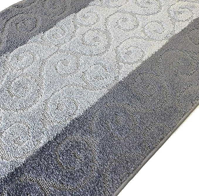 Custom Size Modern Runner Rug Carpet for Hallway Entryway Foyer Kitchen, Slip Resistant Latex Rubber Backed 31 inch Wide X Customized Length, Scroll Grey, 31 inch X 6 feet