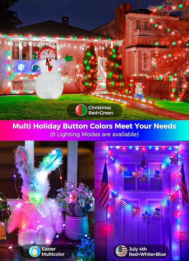 Brightown Fairy Lights Color Changing - 22 Color 66FT 200 LED Plug in String Lights with Remote, Halloween String Lights Indoor with 12 Modes, Christmas Fairy Lights for Bedroom Classroom