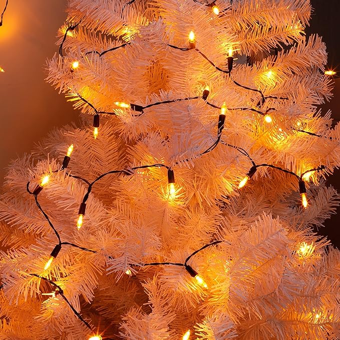 Blissun Halloween Lights, 50-Count Black Wire Light Set, Battery Operated Halloween Mini String Light with 8 Modes, 16 ft Fairy Lights for Halloween Tree Garden Wreath Decorations (2 Pack, Orange)