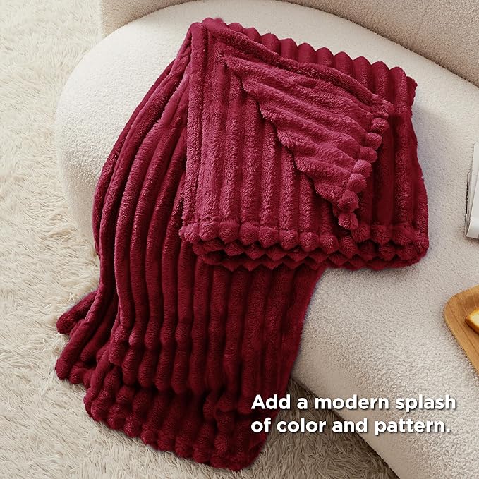 Bedsure GentleSoft Deep Red Fleece Blanket for Couch - Cozy Soft Blankets for Women, Cute Small Throws for Girls, 50x70 Inches