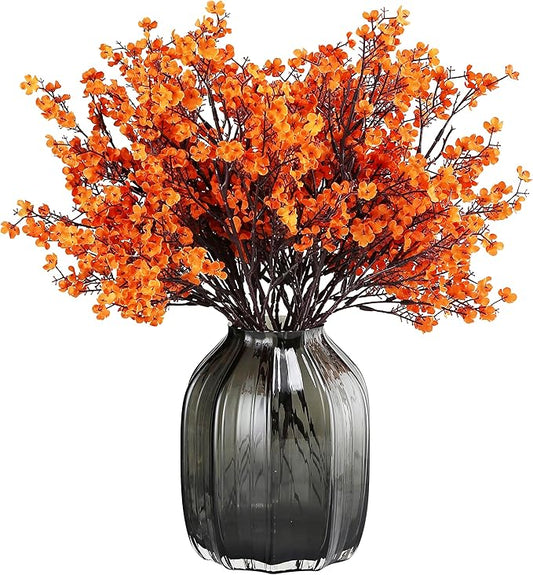 JAKY-Global Babys Breath Orange Silk Artificial Flowers 20 Bundle European Fake Silk Plants Decor Wedding Party Decoration Bouquets Real Touch DIY Home Garden (Orange 20pcs)