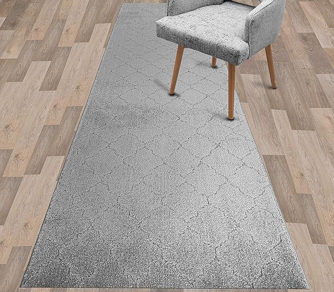 Custom Size Modern Runner Rug Carpet for Hallway Entryway Foyer Kitchen, Slip Resistant Latex Rubber Backed 31 inch Wide X Customized Length, Clouds Grey, 31 inch X 13 feet