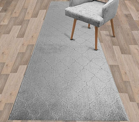 Custom Size Modern Runner Rug Carpet for Hallway Entryway Foyer Kitchen, Slip Resistant Latex Rubber Backed 31 inch Wide X Customized Length, Clouds Grey, 31 inch X 13 feet
