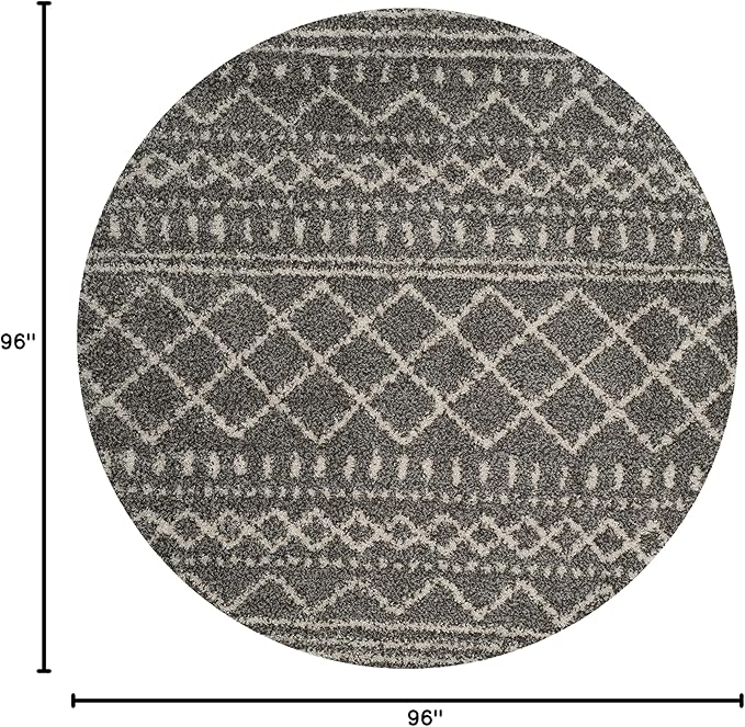 SAFAVIEH Arizona Shag Collection 8' Round Brown / Ivory ASG741B Moroccan Non-Shedding Living Room Bedroom Dining Room Entryway Plush 1.6-inch Thick Area Rug