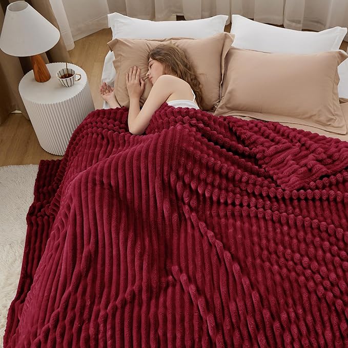 Bedsure GentleSoft Deep Red California King Size Blanket for Bed - Cozy Soft Blankets for Women, Cute Small Fleece Throws for Girls, Birthday Gifts for Women, 102x96 Inches