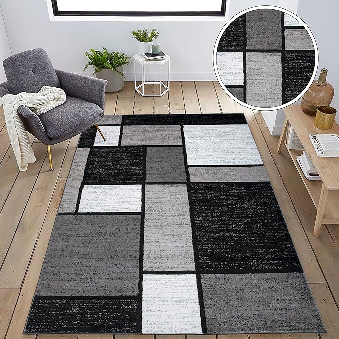 Rugshop Contemporary Modern Boxes for Home Office,Living Room,Bedroom,Kitchen Non Shedding Area Rug 10' X 14' Gray