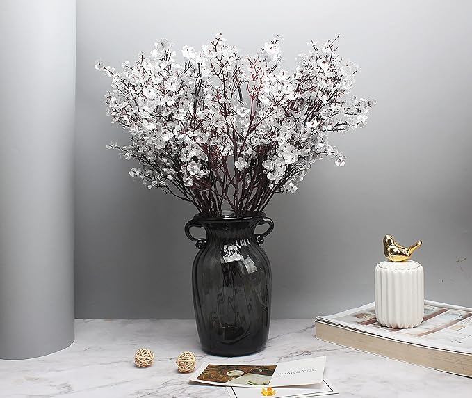 JAKY-Global Babys Breath Fabric Cloth Artificial Flowers 12 Bundle European Fake Silk Plants Decor Wedding Party Decoration Bouquets Real Touch DIY Home Garden (Silver 12pcs)