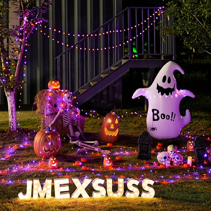 JMEXSUSS 2 Pack Orange and Purple Halloween Lights Battery Operated, Total 200 LED 66ft Halloween Fairy Lights with Remote, 8 Modes Twinkle String Lights for Fireplace Porch Tree Centerpiece Wreath
