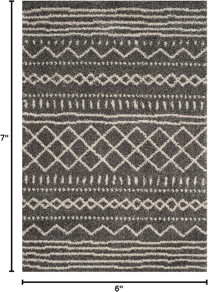 SAFAVIEH Arizona Shag Collection Area Rug - 5'1" x 7'6", Brown & Ivory, Moroccan Design, Non-Shedding & Easy Care, 1.6-inch Thick Ideal for High Traffic Areas in Living Room, Bedroom (ASG741B)