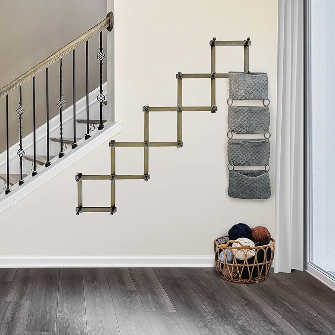 WEBI Accordion Wall Hanger,Accordion Hat Rack for Wall,Expandable Wooden Coat Rack Wall Mounted,Accordion Hook Rack for Hats,Caps,16 Peg,Dark Walnut